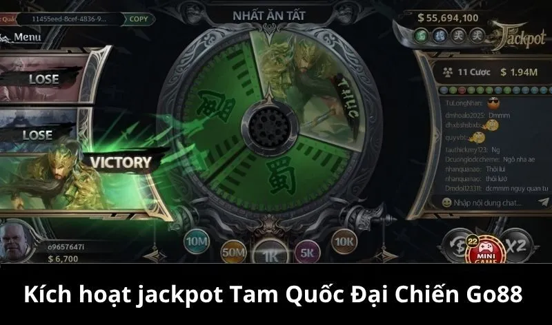 Kích hoạt jackpot Tam Quốc Đại Chiến Go88 nổ liên tục